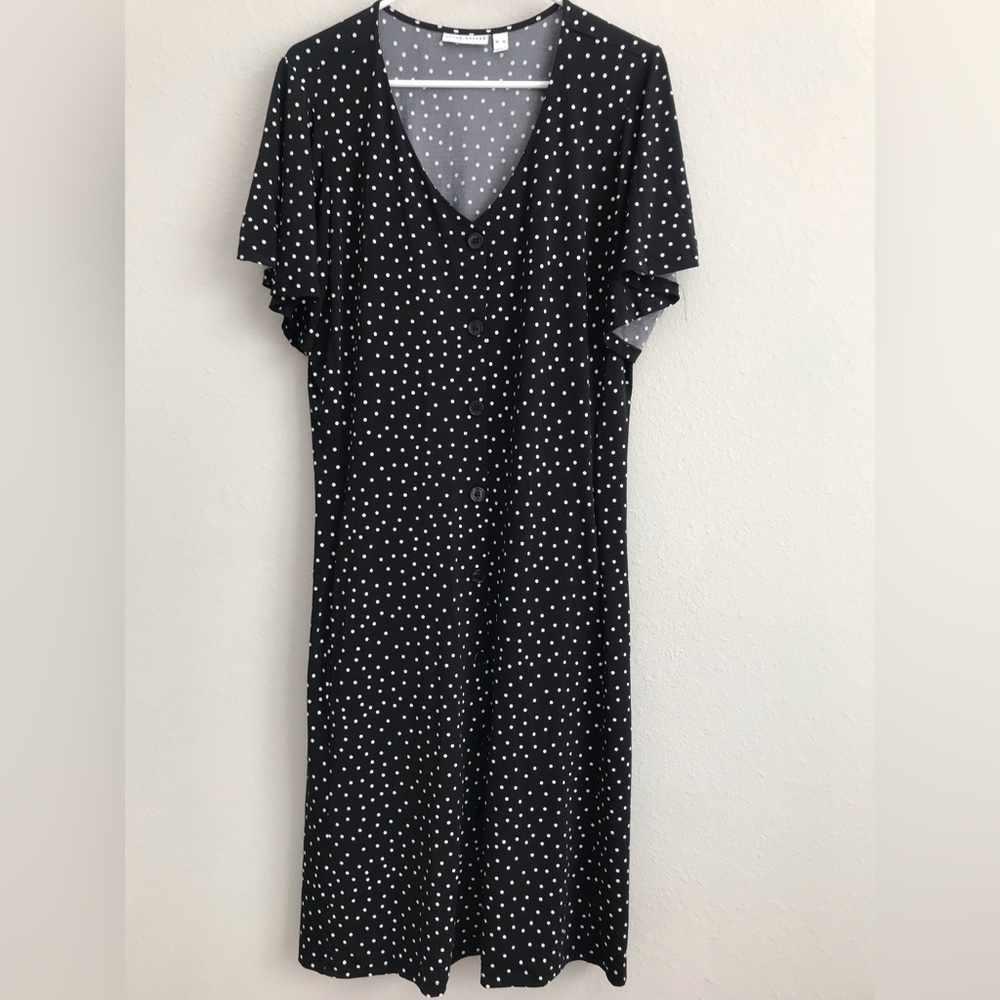 Susan Graver Regular Liquid Knit Button Front Dress - Black (sz XL) a501401